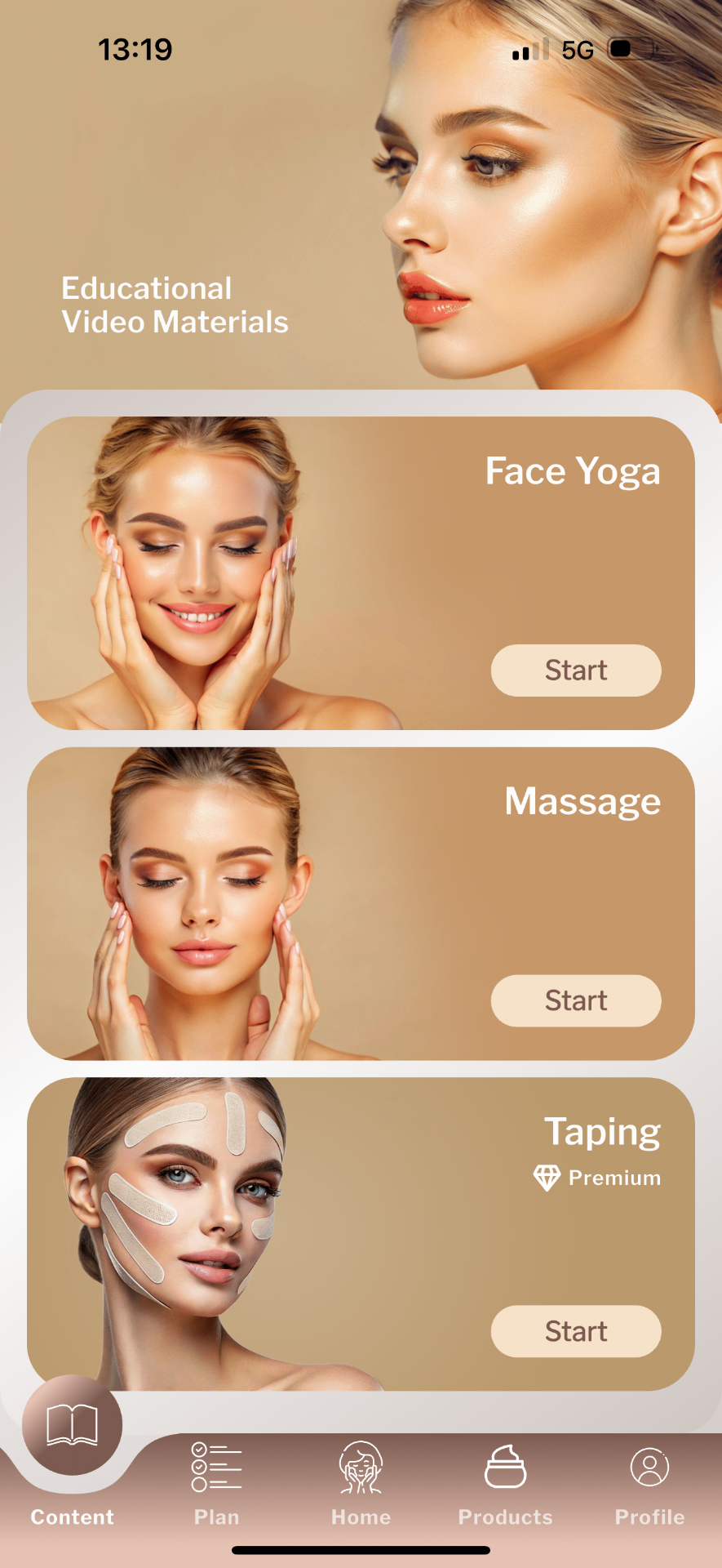App screenshot - face yoga and massage