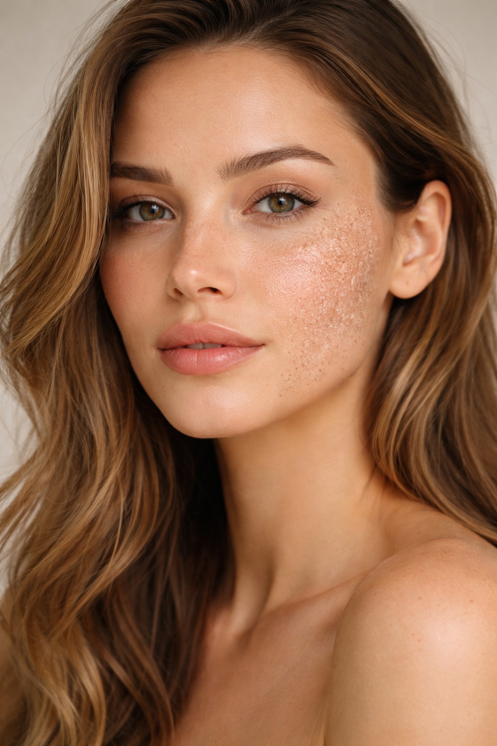 Woman doing facial massage for skincare and face lifting