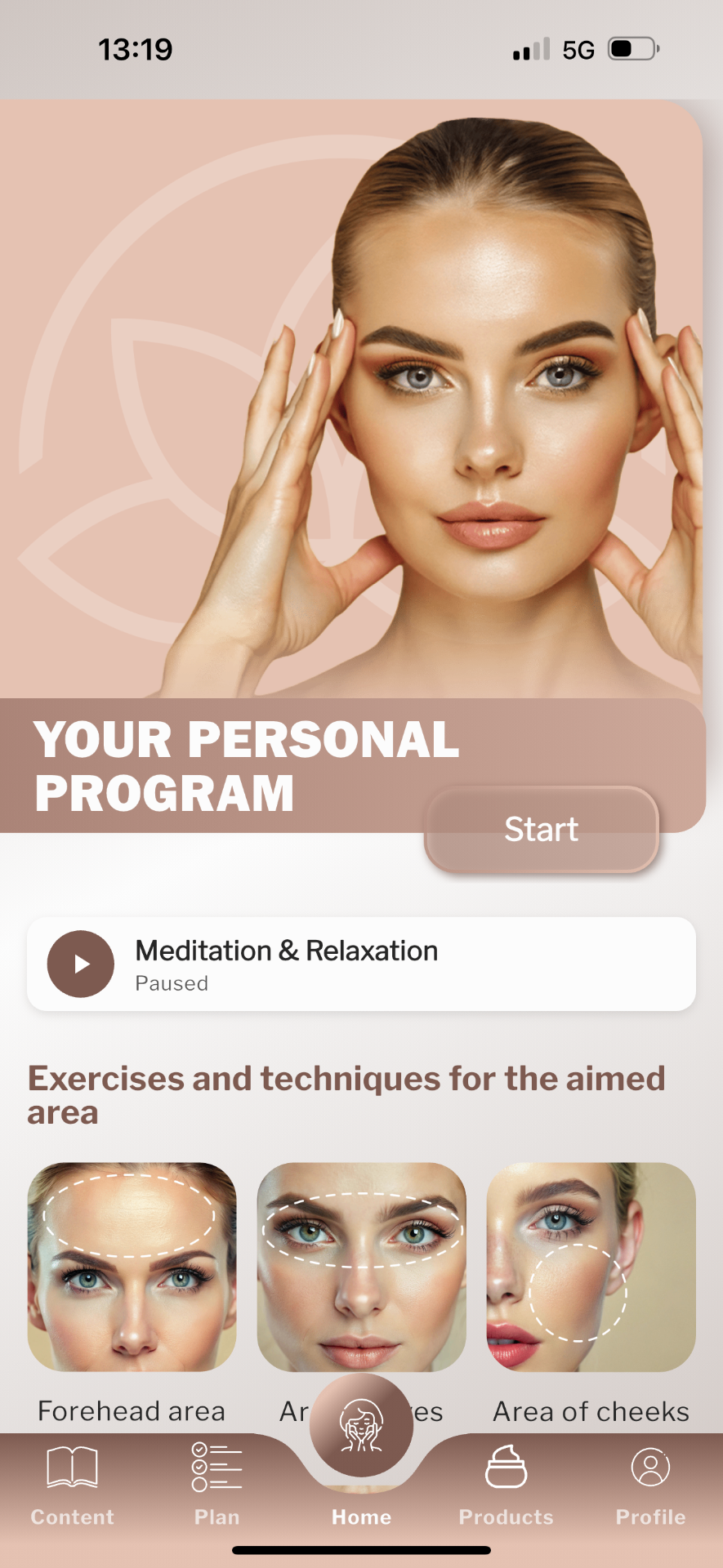 App screenshot - personalized program
